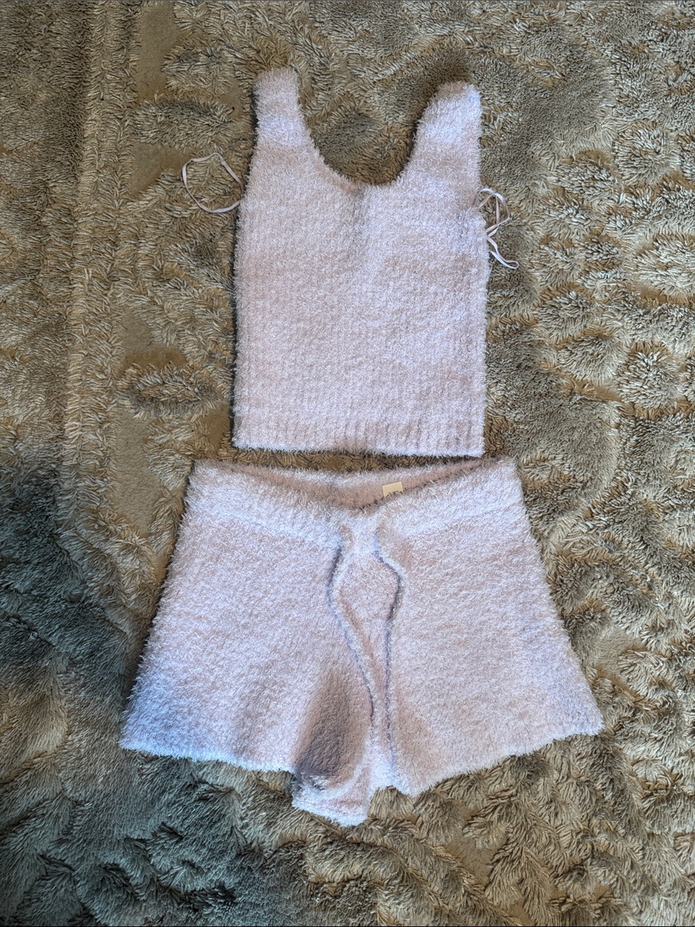 aerie Lavender Fuzzy Tank & Shorts Lounge Set